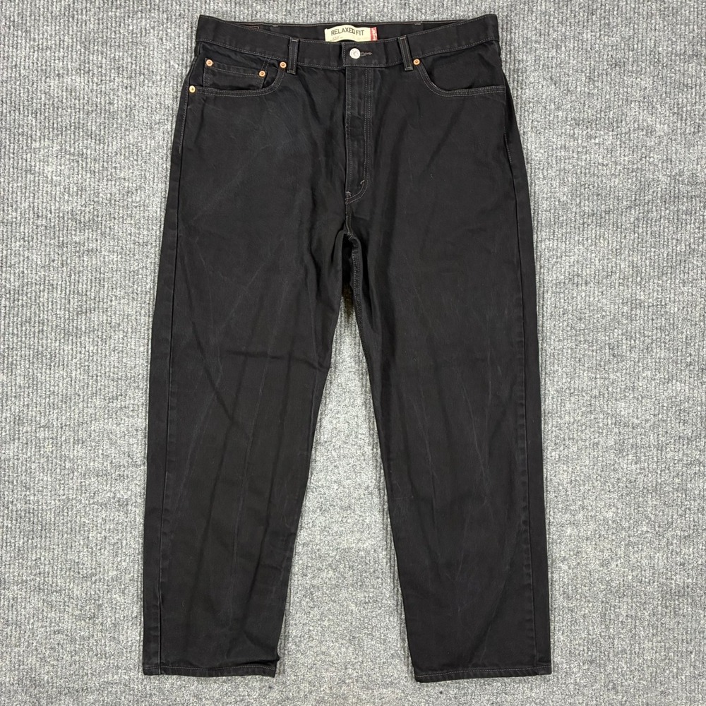Levis 550 Relaxed Fit‎ Jeans Mens 40x30 Black Denim Y2K Straight Leg Cotton Zip